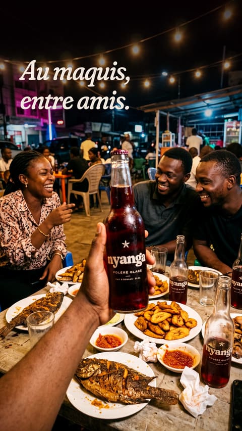 Au maquis, entre amis, une bouteille levée.