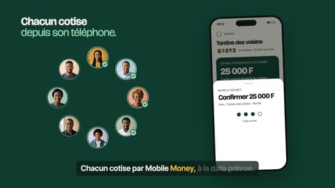 Paying by Mobile Money, and the circle of members being ticked off.